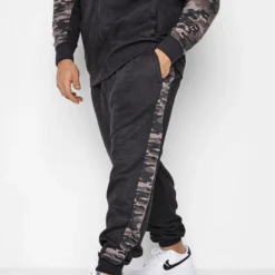 KAM Big & Tall Charcoal Grey Camo Side Panel Joggers
