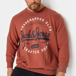 JACK & JONES Big & Tall Red Logo Print Sweatshirt