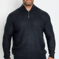 BadRhino Big & Tall Navy Blue Quarter Zip Knitted Jumper