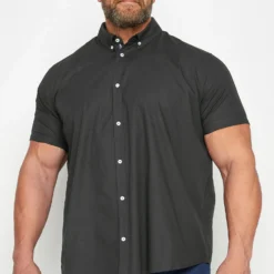 BadRhino Big & Tall Black Poplin Short Sleeve Shirt