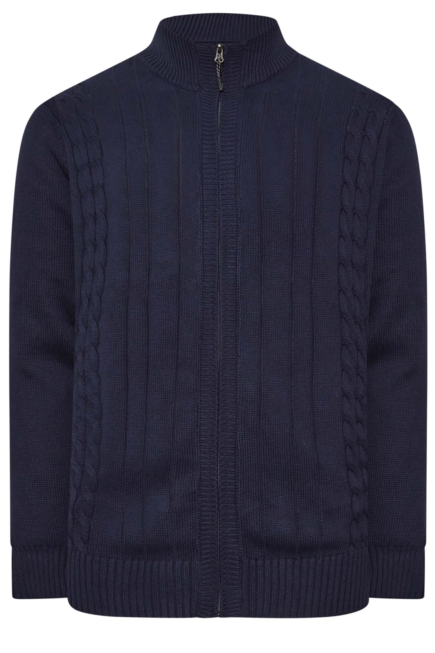 KAM Big & Tall Navy Blue Cable Knit Cardigan - Image 3