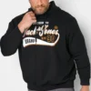 JACK & JONES Big & Tall Black Logo Print Hooded Sweatshirt