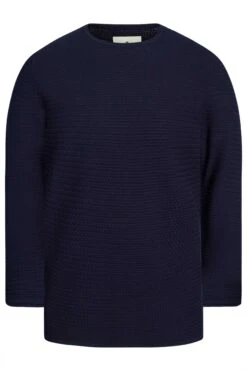 Jack & Jones Big & Tall Navy Blue Knit Crew Neck Jumper