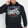 BadRhino Big & Tall Navy Blue 'American Racing' Motorbike Print Hoodie