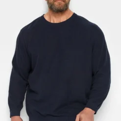 JACK & JONES Big & Tall Black Textured Knitted Jumper