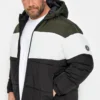 JACK & JONES Big & Tall Black & Green Colourblock Puffer Coat