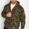D555 Big & Tall Green Camo Zip Through Hoodie