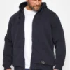 D555 Big & Tall Blue Zip Through Sherpa Lined Hoodie