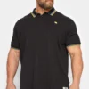 D555 Big & Tall Black Logo Short Sleeve Polo Shirt