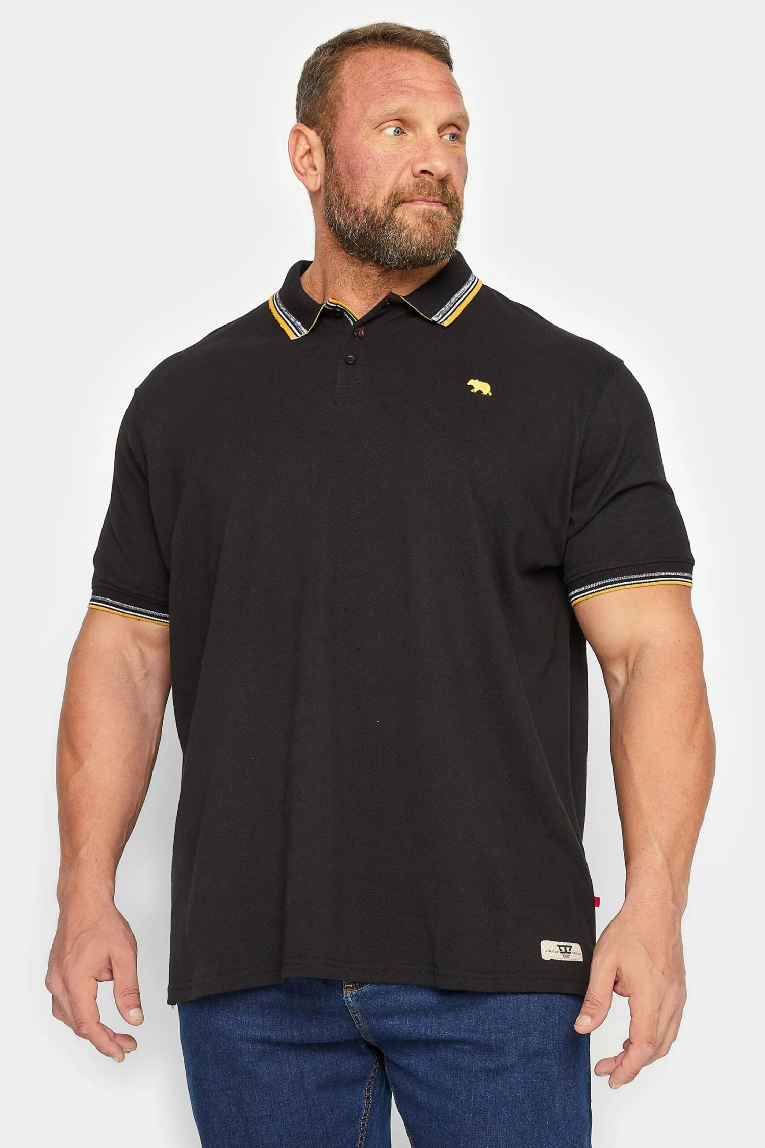 D555 Big & Tall Black Logo Short Sleeve Polo Shirt