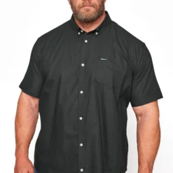 BadRhino Big & Tall Black Short Sleeve Oxford Shirt
