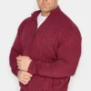 KAM Big & Tall Red Cable Knit Cardigan
