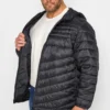 JACK & JONES Big & Tall Black Quilted Puffer Coat