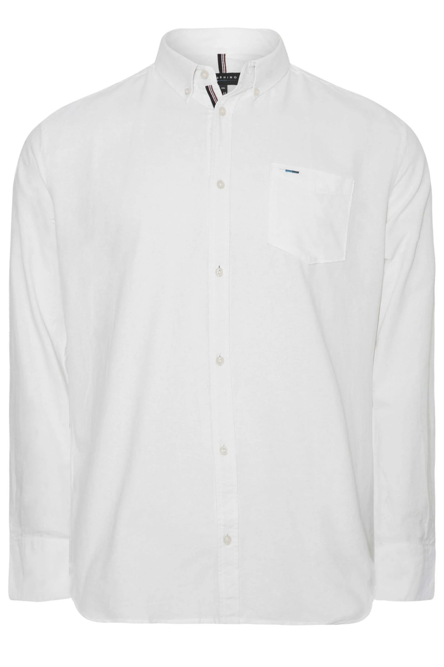 BadRhino Big & Tall White Long Sleeve Oxford Shirt - Image 3