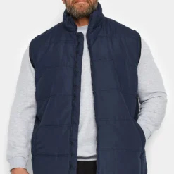 KAM Big & Tall Navy Blue Quilted Gilet
