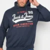 JACK & JONES Big & Tall Navy Logo Sweat Hoodie