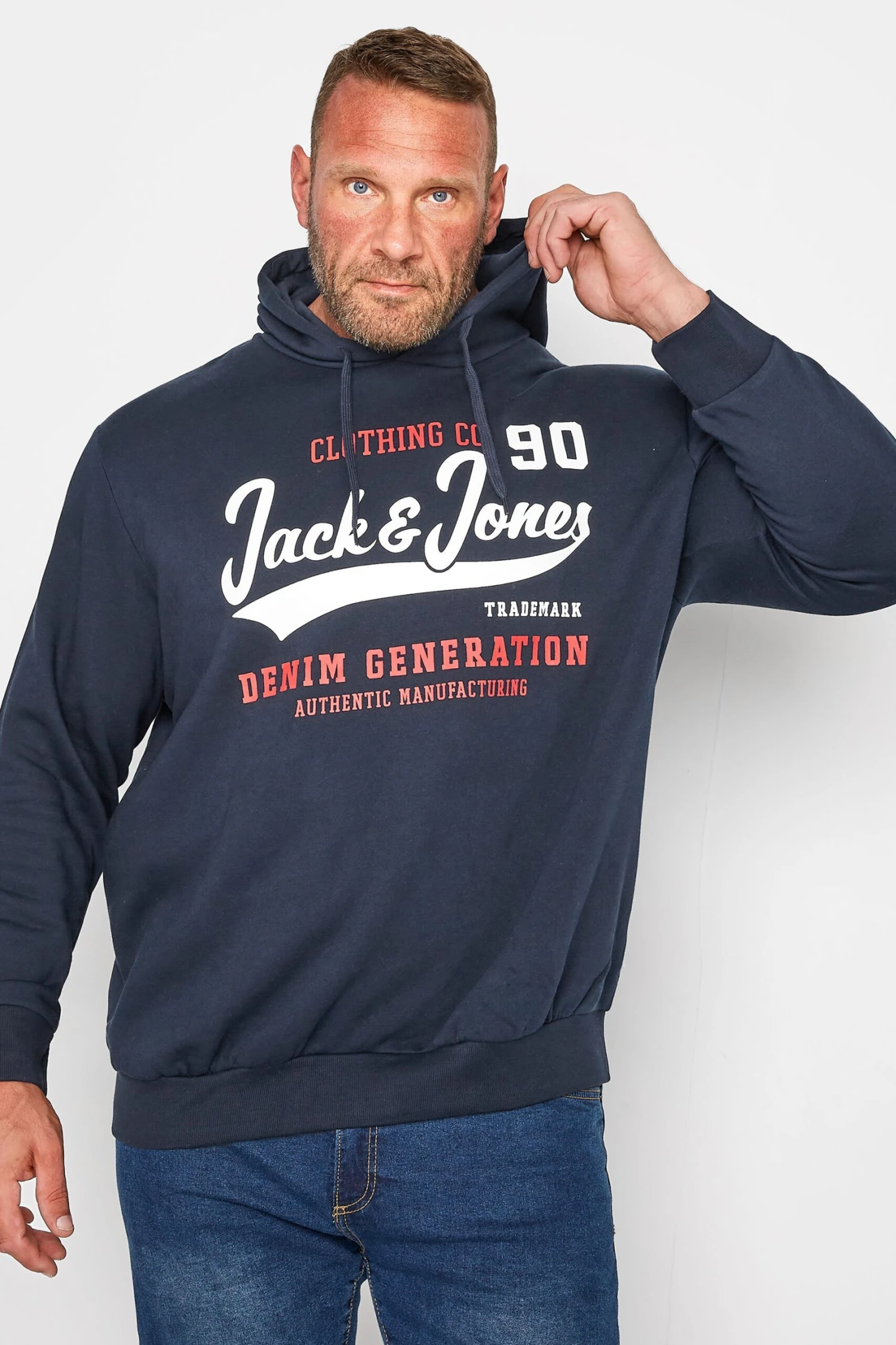 JACK & JONES Big & Tall Navy Logo Sweat Hoodie