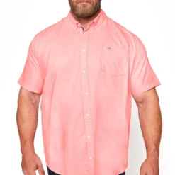BadRhino Big & Tall Pink Poplin Short Sleeve Shirt