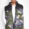 JACK & JONES Big & Tall Black Camo Gilet