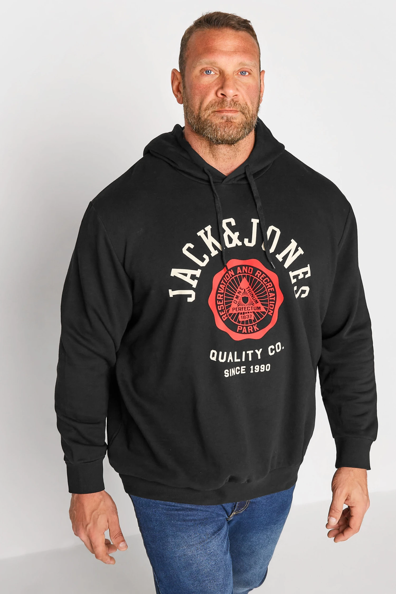 JACK & JONES Big & Tall Black Logo Sweat Hoodie