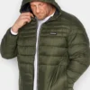 JACK & JONES Big & Tall Khaki Green Hooded Puffer Coat