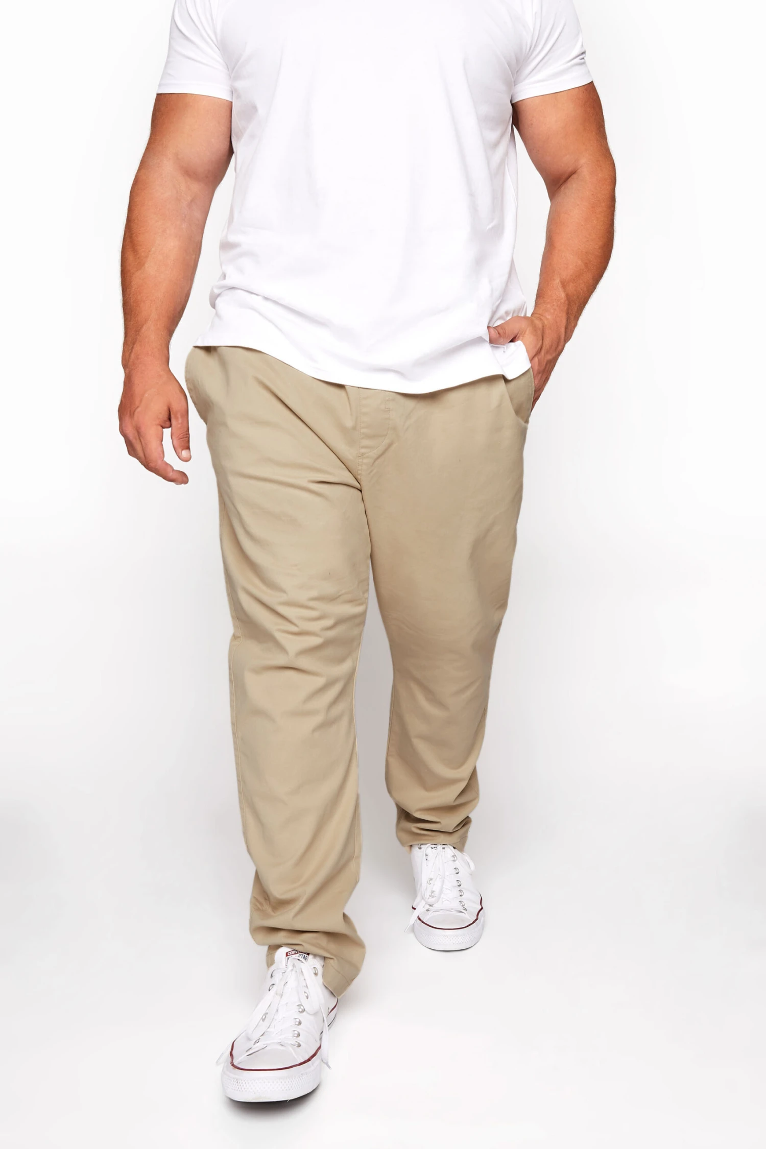 BadRhino Big & Tall Stone Brown Elasticated Waist Chinos