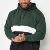 JACK & JONES Big & Tall Green Colour Block Hoodie