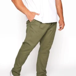 BadRhino Big & Tall Khaki Green Elasticated Waist Chinos
