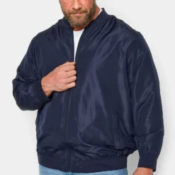 JACK & JONES Big & Tall Navy Blue Bomber Jacket