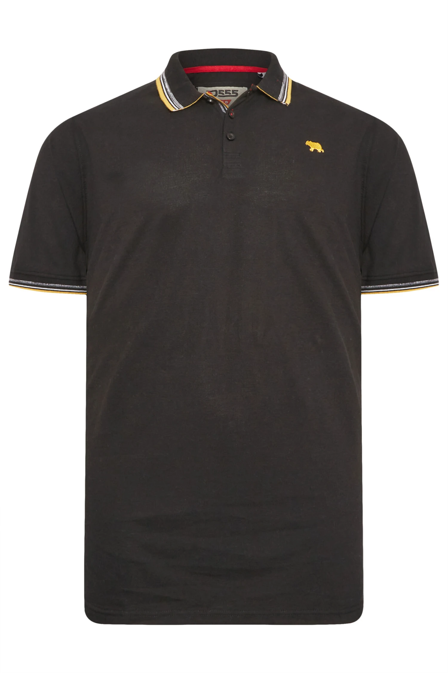 D555 Big & Tall Black Logo Short Sleeve Polo Shirt - Image 3
