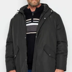 BadRhino Big & Tall Black Long Hooded Parka